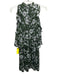 Shoshanna Size 2 Green, White, Black Silk Cold Shoulder Floral Print Dress Green, White, Black / 2