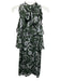 Shoshanna Size 2 Green, White, Black Silk Cold Shoulder Floral Print Dress Green, White, Black / 2