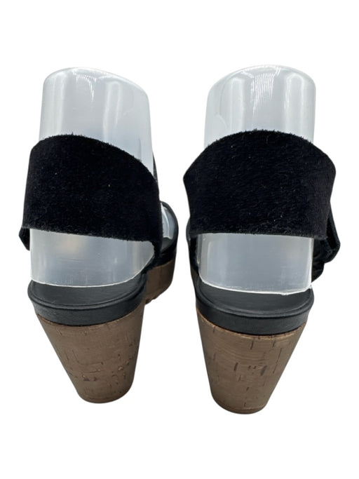 Pedro Garcia Shoe Size 38 Black & Brown Leather Cork Open Toe Velcro Sandals Black & Brown / 38