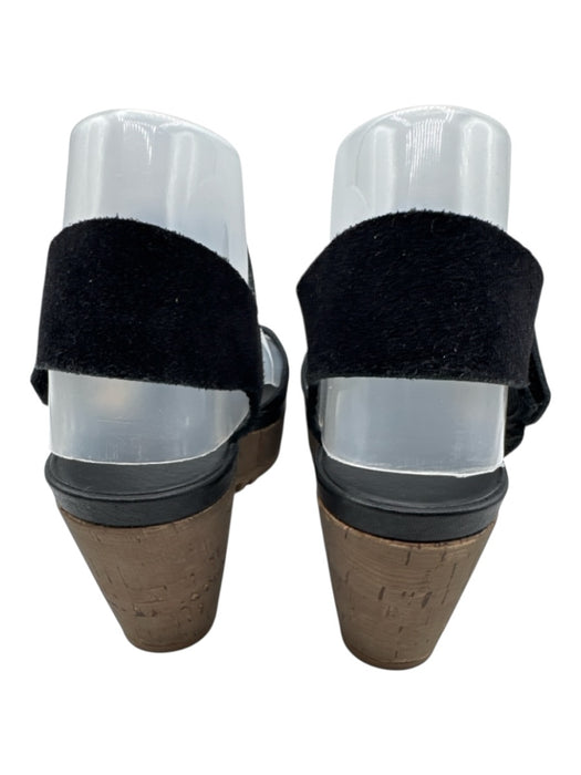 Pedro Garcia Shoe Size 38 Black & Brown Leather Cork Open Toe Velcro Sandals Black & Brown / 38