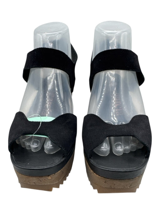 Pedro Garcia Shoe Size 38 Black & Brown Leather Cork Open Toe Velcro Sandals Black & Brown / 38