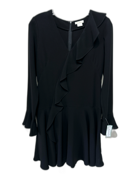 Shoshanna Size 0 Black Triacetate Blend flounce Fluted Sleeve Above Knee Dress Black / 0