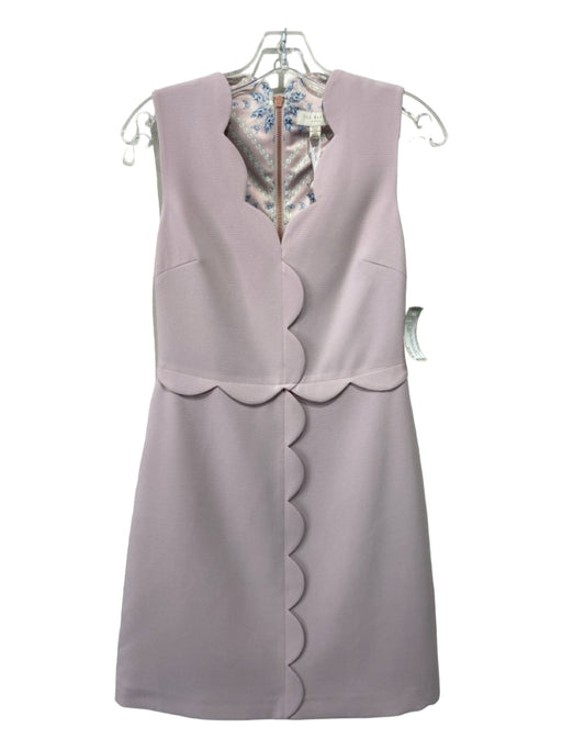 Ted Baker Size 0 Blush Pink Polyester Scallop Detail Sleeveless Dress Blush Pink / 0