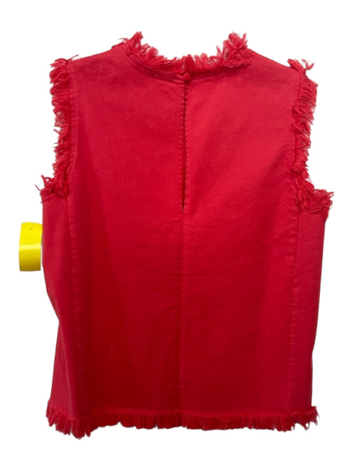 Ann Mashburn Size S Red Cotton Denim Raw Edge Round Neck Boxy Sleeveless Top Red / S