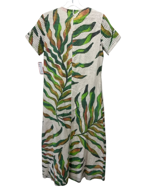 Oliphant Size XS Green, Orange, Beige Cotton & Nylon Short Sleeve Midi Dress Green, Orange, Beige / XS