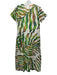 Oliphant Size XS Green, Orange, Beige Cotton & Nylon Short Sleeve Midi Dress Green, Orange, Beige / XS
