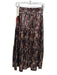 BA & SH Size 0 Copper, Gold & Black Polyester Metallic Abstract Print Midi Skirt Copper, Gold & Black / 0