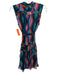 Saloni Size 4 Blue, Pink, Orange Silk Sleeveless Squiggles Ruffle Hem Dress Blue, Pink, Orange / 4