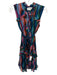 Saloni Size 4 Blue, Pink, Orange Silk Sleeveless Squiggles Ruffle Hem Dress Blue, Pink, Orange / 4