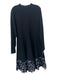Lela Rose Size XL Black & White Viscose Blend Crochet Lace Floral Back Zip Dress Black & White / XL