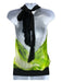 Jean Paul Gaultier Size 8 Lime Green & Black Silk Sheer Halter Tie Neck Top Lime Green & Black / 8