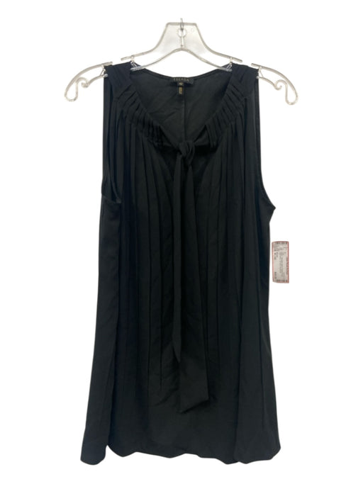 Escada Size M / 42 Black Triacetate Blend Pleated Front Sleeveless Tie Neck Top Black / M / 42