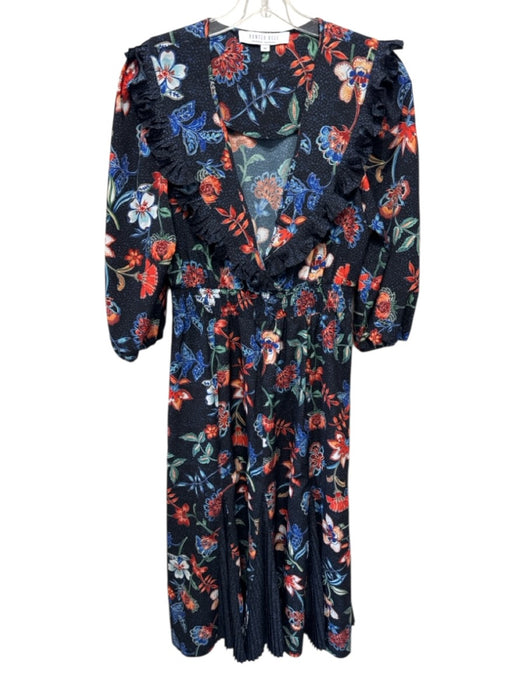 Hunter Bell Size M Black, Red & Multi Polyester Long Balloon Sleeve Floral Dress Black, Red & Multi / M