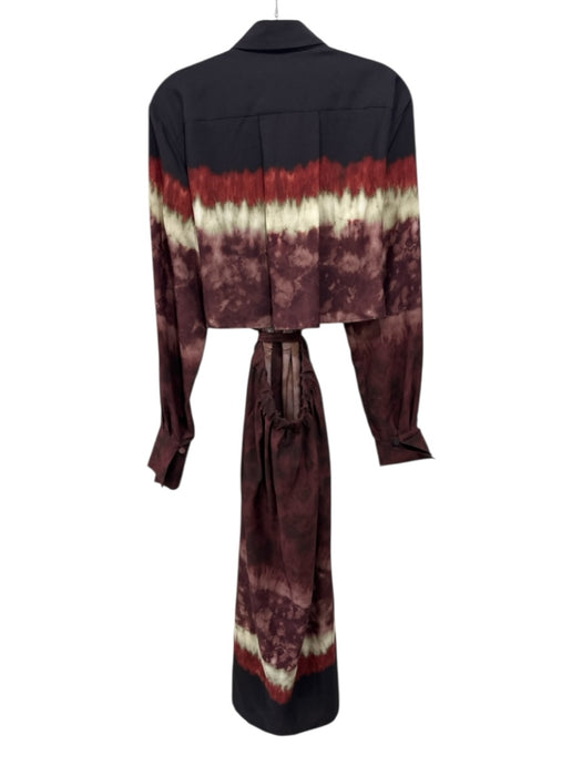 Altuzarra Size 46 / M Brown, Red & cream Polyester Long Sleeve Tie Dye Dress Brown, Red & cream / 46 / M