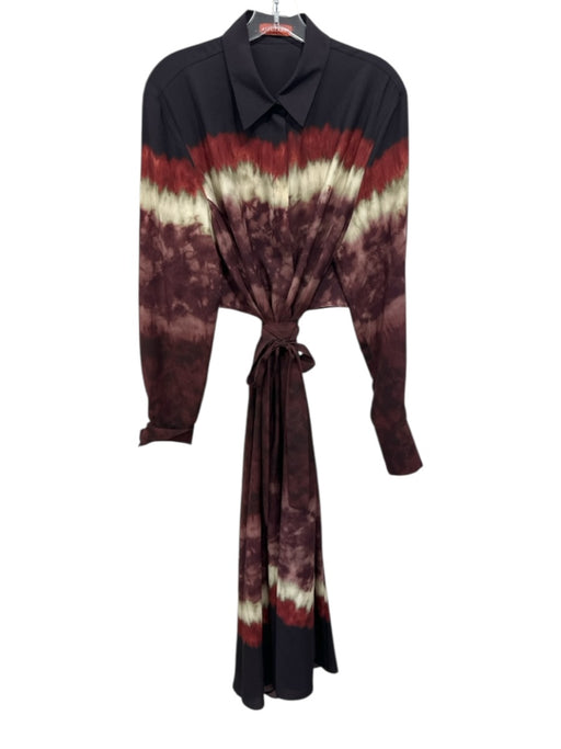 Altuzarra Size 46 / M Brown, Red & cream Polyester Long Sleeve Tie Dye Dress Brown, Red & cream / 46 / M