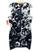 Elie Tahari Size 12 White, Black, Blue Cotton Abstract Floral Sleeveless Dress White, Black, Blue / 12