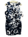 Elie Tahari Size 12 White, Black, Blue Cotton Abstract Floral Sleeveless Dress White, Black, Blue / 12