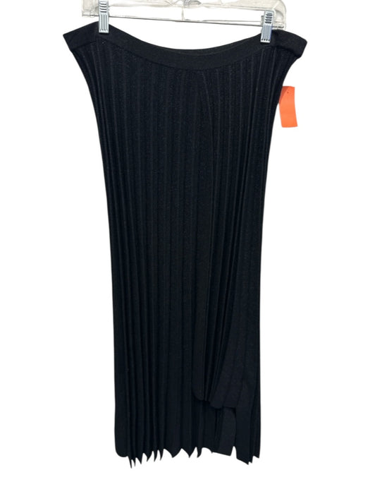 Lewit Size XL Black Viscose & Polyamide Elastic Waist Accordion Shimmer Skirt Black / XL