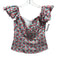Caroline Constas Size L White, Red, Multi Cotton Floral Print Back Zip Top White, Red, Multi / L