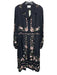 Erdem Size 10 Black, Pink & Green Silk Floral Long Balloon Sleeve Collared Dress Black, Pink & Green / 10