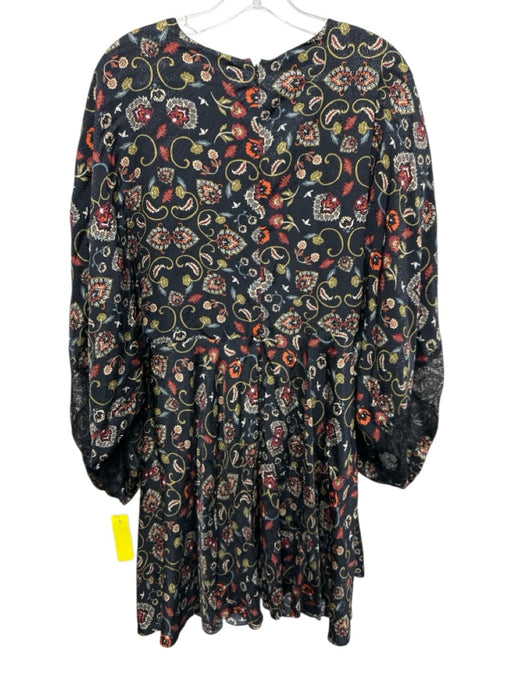 Sachin & Babi Size L Black & Multi Viscose Blend Floral Paisley Back Zip Dress Black & Multi / L