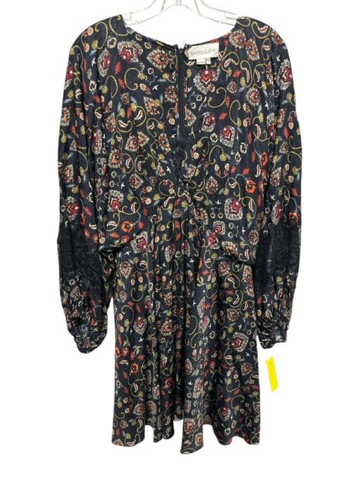 Sachin & Babi Size L Black & Multi Viscose Blend Floral Paisley Back Zip Dress Black & Multi / L