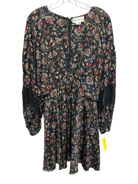 Sachin & Babi Size L Black & Multi Viscose Blend Floral Paisley Back Zip Dress Black & Multi / L