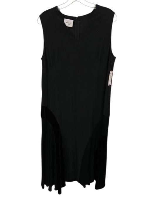Akris Punto Size 12 Black Viscose Sleeveless Velvet Darted V Neck Dress Black / 12