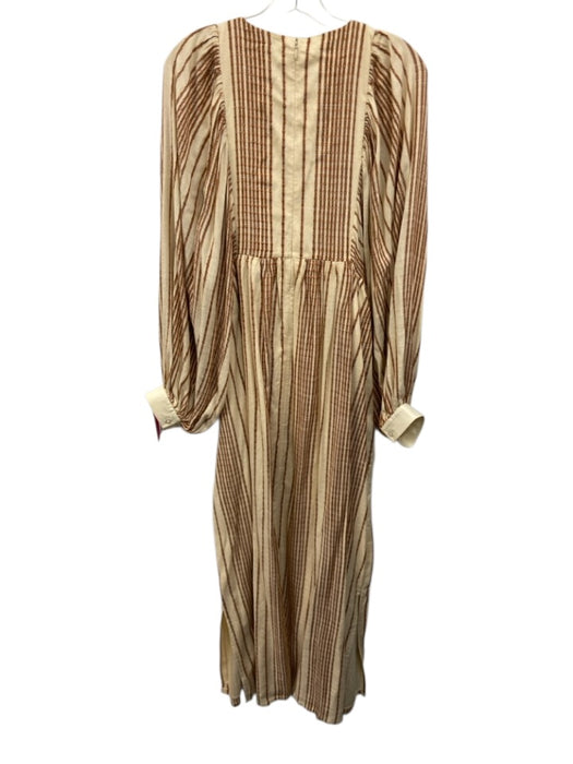 Tory Burch Size 10 Beige, Brown, Orange Viscose Half Sleeve Crochet detail Dress Beige, Brown, Orange / 10