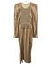 Tory Burch Size 10 Beige, Brown, Orange Viscose Half Sleeve Crochet detail Dress Beige, Brown, Orange / 10