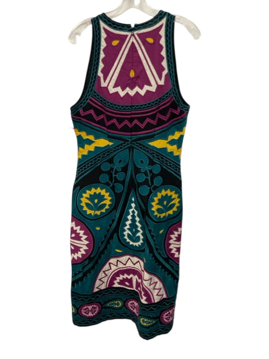 Sea New York Size 12 Teal, Purple, Yellow Cotton Blend Sleeveless Pockets Dress Teal, Purple, Yellow / 12