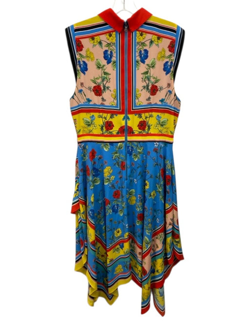 Alice + Olivia Size 12 Blue, Yellow, Red Polyester Sleeveless Floral Dress Blue, Yellow, Red / 12