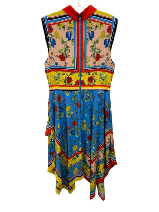 Alice + Olivia Size 12 Blue, Yellow, Red Polyester Sleeveless Floral Dress Blue, Yellow, Red / 12
