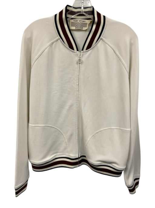 Tory Sport Size XL White, Burgundy, Black Nylon Blend Long Sleeve Striped Jacket White, Burgundy, Black / XL