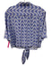 Mango Size Medium Blue & White Viscose Blend Elastic Waist Short Sleeve Pant Set Blue & White / Medium