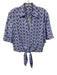 Mango Size Medium Blue & White Viscose Blend Elastic Waist Short Sleeve Pant Set Blue & White / Medium