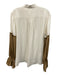 Max Mara Size 10 Cream & Brown Silk Long Sleeve Ruffles drawstring cuffs Top Cream & Brown / 10