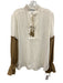 Max Mara Size 10 Cream & Brown Silk Long Sleeve Ruffles drawstring cuffs Top Cream & Brown / 10
