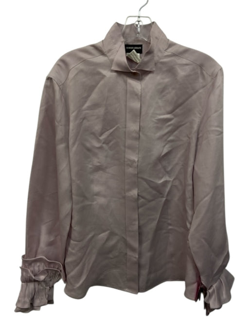 Giorgio Armani Size 44 Light Purple Silk Long Sleeve Button Front Ruffle Top Light Purple / 44
