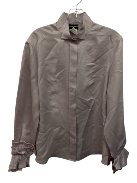 Giorgio Armani Size 44 Light Purple Silk Long Sleeve Button Front Ruffle Top Light Purple / 44