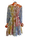 Zimmermann Size 3/L Blue, Orange, Multi Cotton & Silk Long puff sleeve Dress Blue, Orange, Multi / 3/L