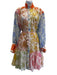 Zimmermann Size 3/L Blue, Orange, Multi Cotton & Silk Long puff sleeve Dress Blue, Orange, Multi / 3/L