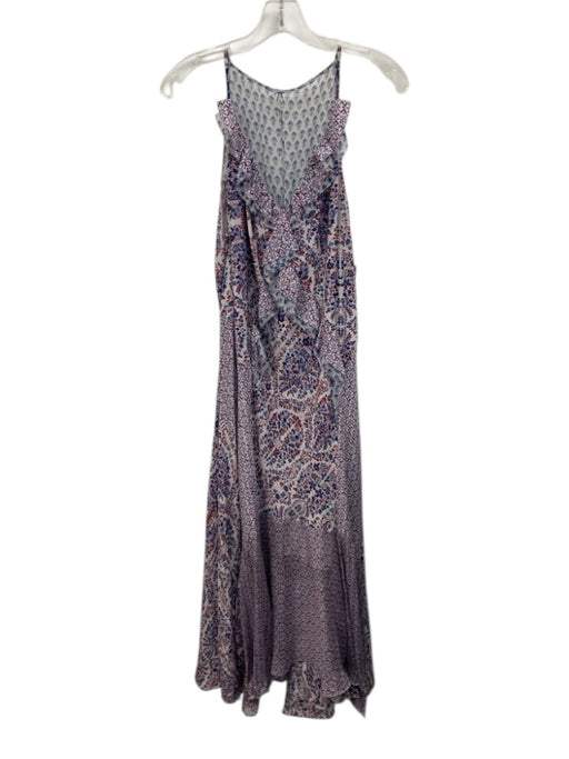 Rebecca Taylor Size 12 Blue, Red, White Silk Sleeveless Floral Print Midi Dress Blue, Red, White / 12
