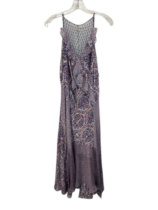 Rebecca Taylor Size 12 Blue, Red, White Silk Sleeveless Floral Print Midi Dress Blue, Red, White / 12