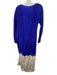 Dries Van Noten Size 42 Blue & Beige Silk Long Sleeve Pattern Block Midi Dress Blue & Beige / 42