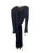 Diane Von Furstenberg Size 14 Black, Blue, Red Silk Long Smocked Sleeves Dress Black, Blue, Red / 14