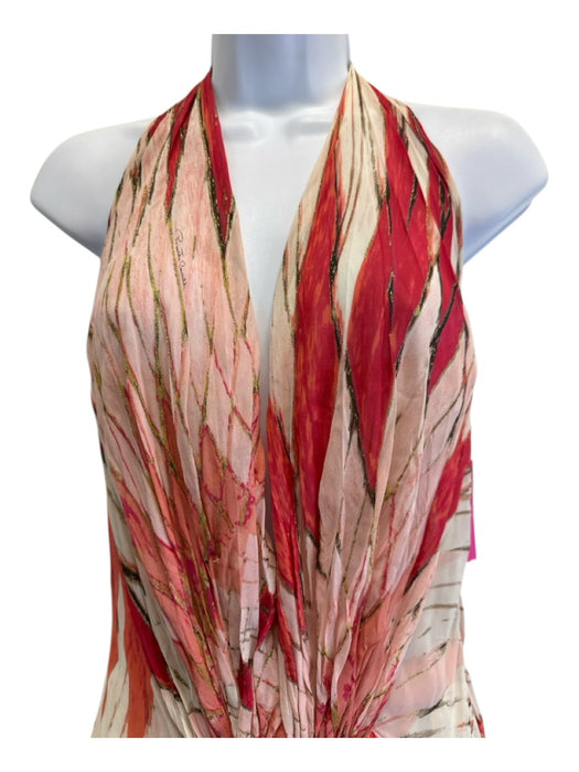 Roberto Cavalli Size M Pink, Orange, White Silk Sleeveless Corset Mini Dress Pink, Orange, White / M
