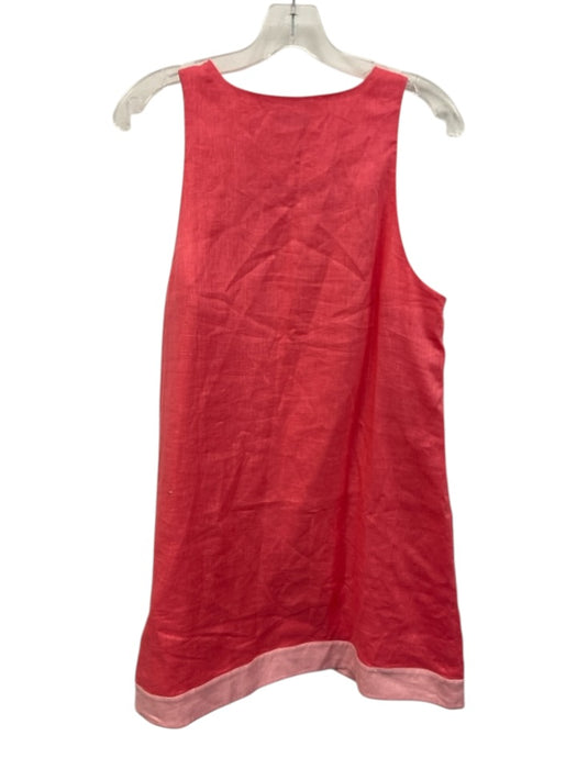 Staud Size L Pink Linen Sleeveless Scoop Neck Color Block Knee length Dress Pink / L