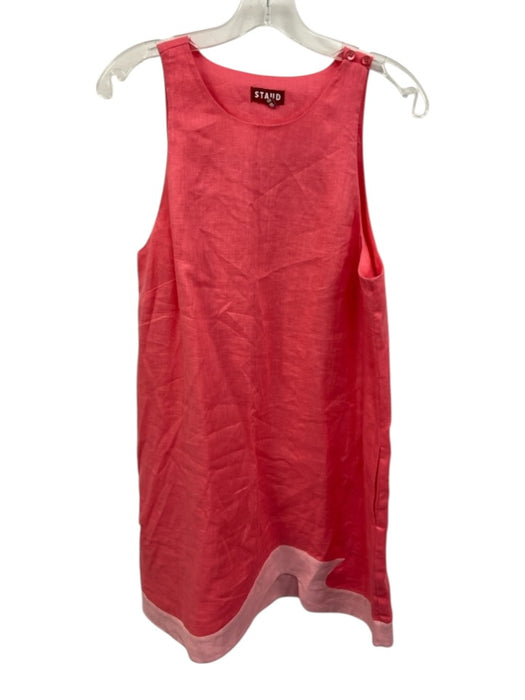 Staud Size L Pink Linen Sleeveless Scoop Neck Color Block Knee length Dress Pink / L