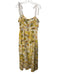 En Saison Size L Yellow, Purple, White Rayon & Polyamide Sleeveless Ruched Dress Yellow, Purple, White / L